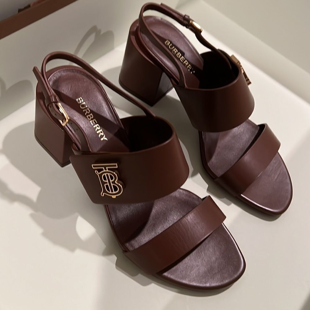 Burberry Virginia 65MM Logo Leather Sandals - Picture 1 of 6